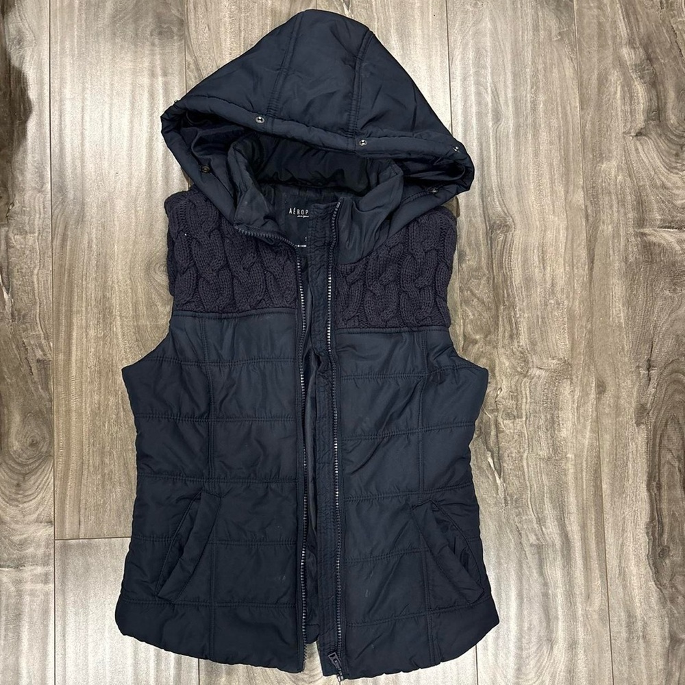 Aeropostale dark blue navy blue  Quilted Hooded Vest